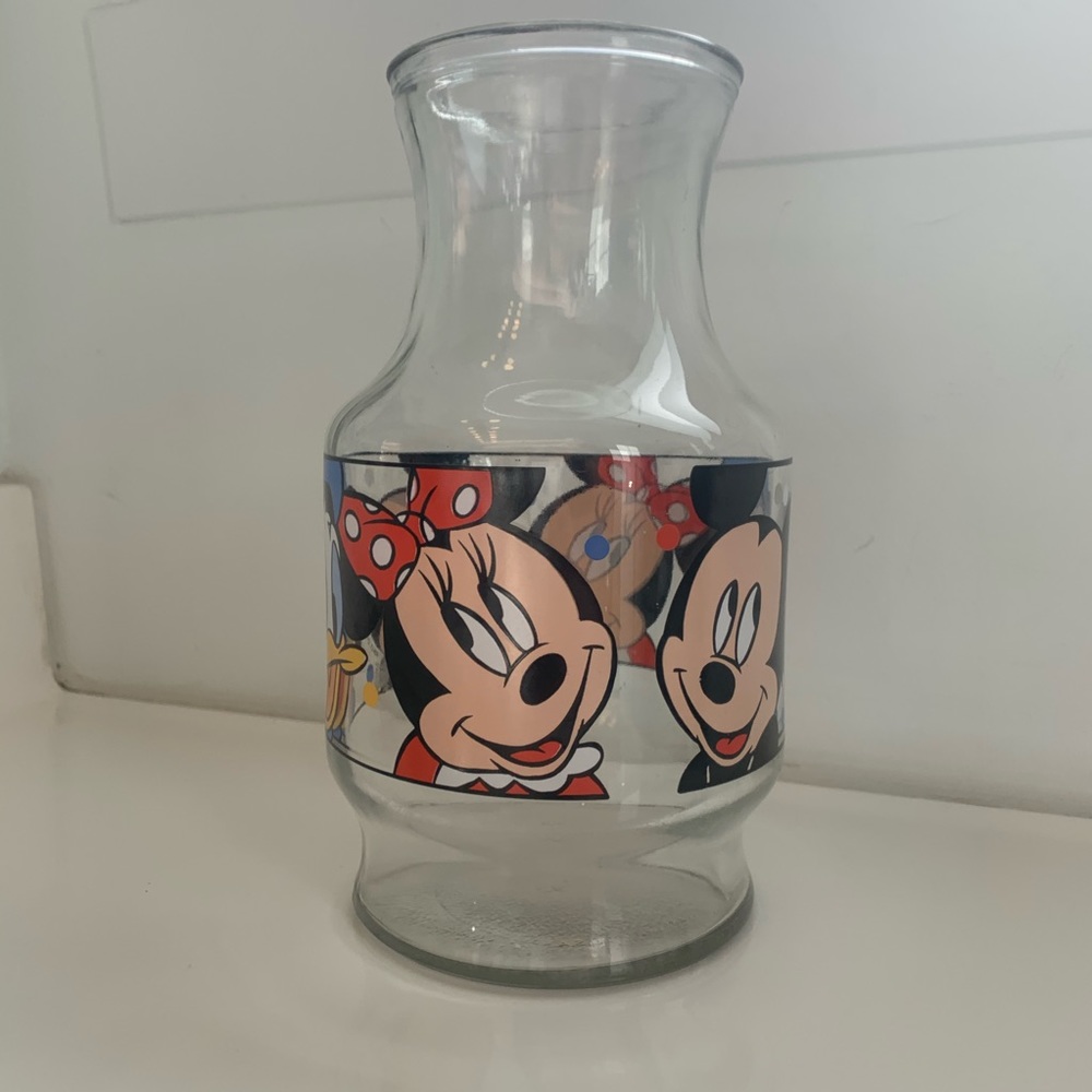 Disney Vintage Minnie Mickey Glass Vase